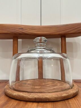 Vintage Dolphin Cheese Server with Glass Dome Used